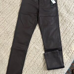 Stylish cocoa dark brown coated soft slim jeans. NWT.